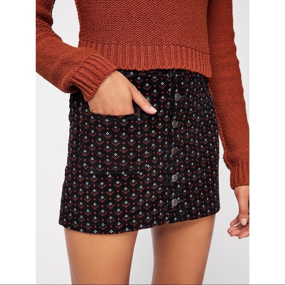 [Free People] Joanie Printed Cord Skirt